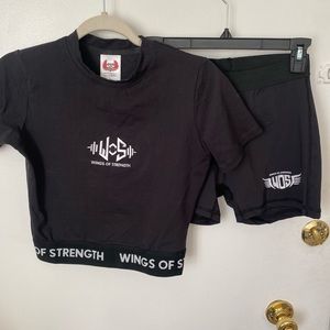 Wings of Strength Black Gym Short Set
